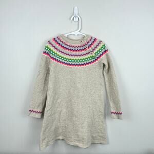 Mini Boden Oatmeal Marl Fair Isle Sweater Dress 7-8